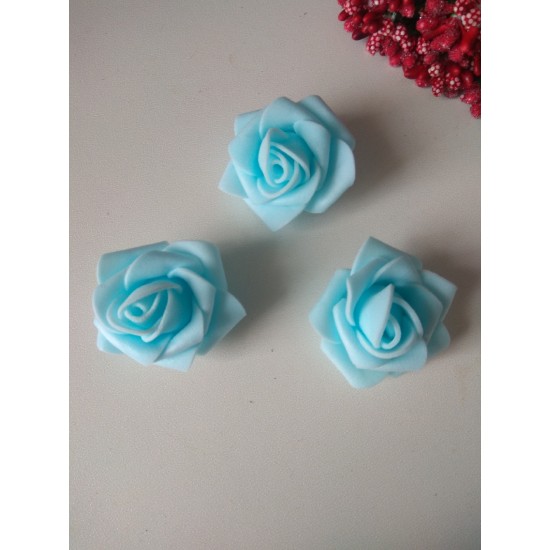 Роза из фоамирана  d=4 см голубой,  цена за 1 шт